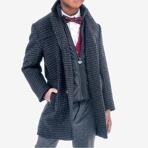 Appaman Charcoal Houndstooth City Layered Overcoat size 8